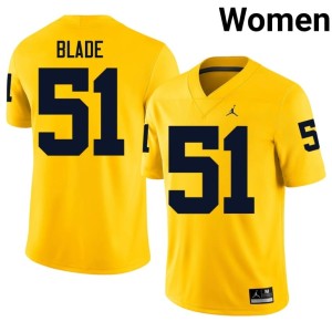 Maize #51 MICH College Football Women's High School McHale Blade Jerseys 839683-492