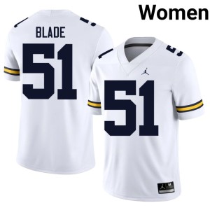 White #51 High School College Football Women's McHale Blade Michigan Jersey 910577-590