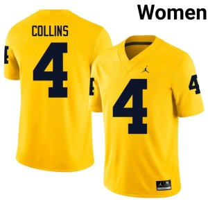 Maize Michigan College Football Women's Replica Nico Collins #4 Jerseys 973211-705