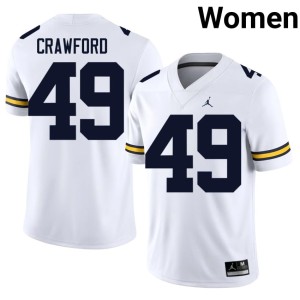 White Nico Crawford Womens MICH #49 College Football Replica Jerseys 342487-709