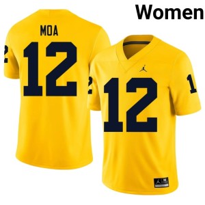 Maize Salesi Moa College Football Women's U-M #12 2026 Jerseys 939520-146