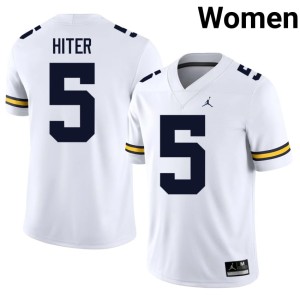 White Womens College Football Savion Hiter Replica #5 Michigan Jersey 735979-201