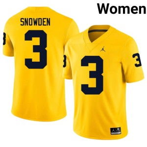 Maize University Smith Snowden #3 Women's U of M College Football Jerseys 475370-453