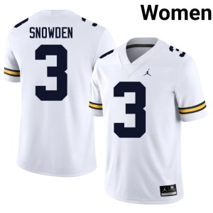 White MICH Women's Player #3 College Football Smith Snowden Jerseys 826469-631