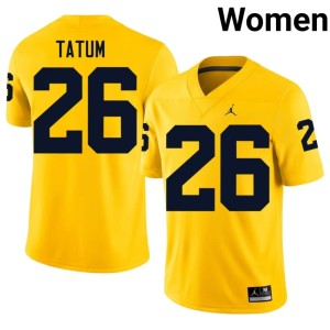 Maize Player Michigan #26 College Football Women's Taylor Tatum Jersey 255262-507