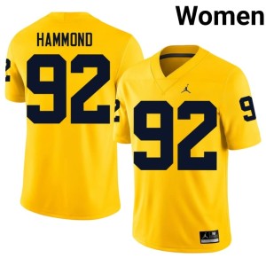 Maize 2026 #92 Michigan Wolverines Ted Hammond College Football Women Jerseys 115118-255