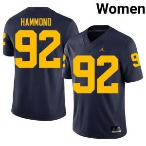 Navy Ted Hammond Womens Official #92 Wolverines College Football Jersey 393949-859