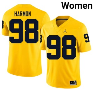 Maize College Football Game Tom Harmon Women #98 Michigan Wolverines Jersey 270085-918