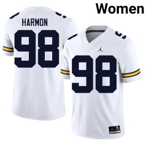 White Tom Harmon Women Michigan High School College Football #98 Jersey 962827-873