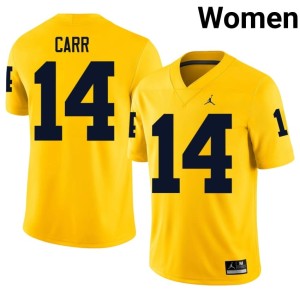 Maize Women College Football University #14 Wolverines Tommy Carr Jersey 463069-560