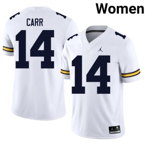 White #14 MICH NCAA Women Tommy Carr College Football Jerseys 233330-944