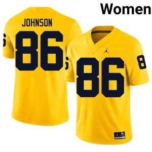 Maize Women's #86 Official Travis Johnson College Football Wolverines Jersey 306547-495