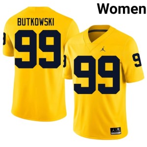 Maize U-M Women College Football Trey Butkowski #99 NCAA Jersey 942666-819
