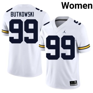 White Alumni Trey Butkowski Women's College Football #99 U-M Jersey 489534-476
