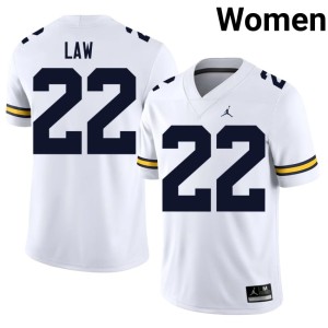 White Official #22 University of Michigan Wolverines Ty Law College Football Women's Jersey 257983-792