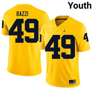 Maize College Football Youth #49 Adam Bazzi Player Michigan Wolverines Jerseys 709498-798