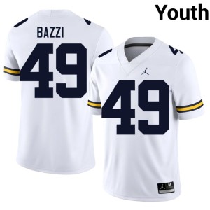White Replica Youth #49 College Football MICH Adam Bazzi Jersey 457402-247