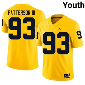 Maize Replica Youth College Football Benny Patterson III #93 U-M Jerseys 336715-122