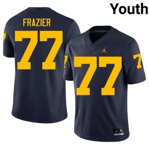 Navy Embroidery College Football Blake Frazier Youth MICH #77 Jerseys 799409-756