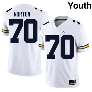 White Youth MICH Player Brady Norton College Football #70 Jersey 529661-344