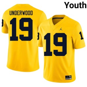 Maize UMich #19 College Football Stitched Bryce Underwood Youth Jerseys 513779-385