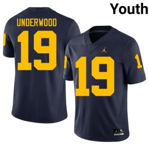 Navy Youth Bryce Underwood University University of Michigan College Football #19 Jerseys 153024-267