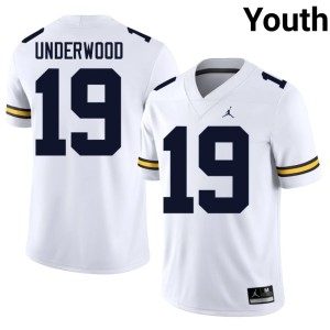 White Stitched University of Michigan Wolverines College Football Youth Bryce Underwood #19 Jerseys 179843-372
