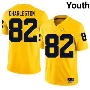 Maize UMich College Football Youth C.J. Charleston #82 University Jerseys 477292-600