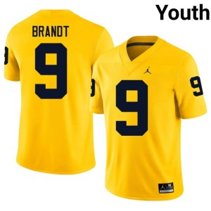 Maize Youth #9 U-M College Football Stitched Cameron Brandt Jersey 105072-742