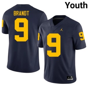 Navy University Youth Michigan Wolverines #9 College Football Cameron Brandt Jersey 927795-890