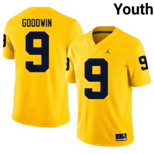 Maize #9 Channing Goodwin Embroidery College Football Youth MICH Jersey 723003-880