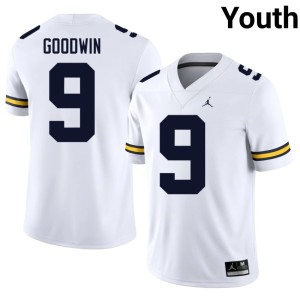 White Official College Football Youth UMich #9 Channing Goodwin Jerseys 999124-292