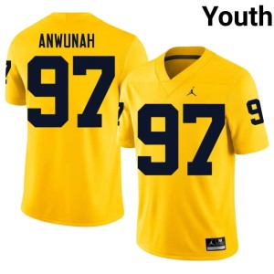 Maize #97 College Football Michigan Chibi Anwunah Replica Youth Jersey 236709-770