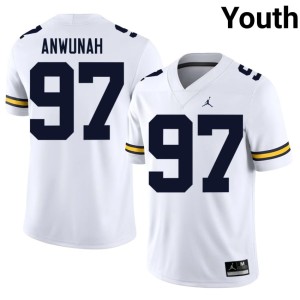 White Youth College Football #97 Official Wolverines Chibi Anwunah Jersey 617291-280