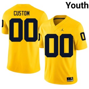 Maize U-M College Football Custom Youth #00 NCAA Jersey 309899-214