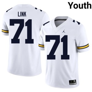 White Game Evan Link College Football Youth University of Michigan #71 Jersey 525026-696