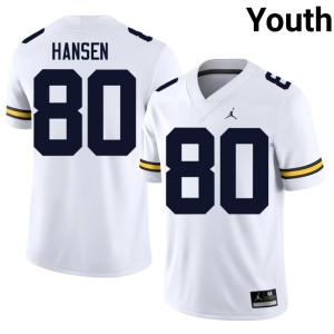 White Official #80 Wolverines College Football Hogan Hansen Youth Jerseys 278217-578
