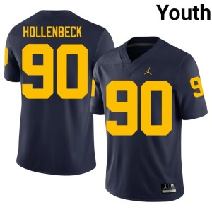 Navy Hudson Hollenbeck Official #90 College Football Youth Wolverines Jersey 473630-936