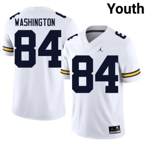 White Youth Replica #84 College Football Jacob Washington Wolverines Jersey 224304-552