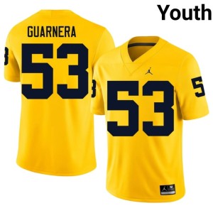 Maize Jake Guarnera NCAA #53 Youth College Football University of Michigan Wolverines Jersey 546305-495