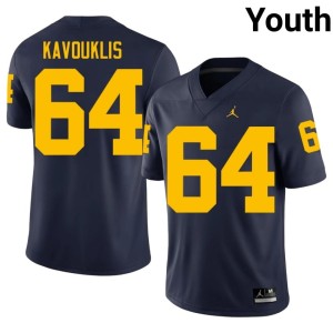 Navy #64 College Football Youth James Kavouklis Player University of Michigan Wolverines Jersey 374961-190