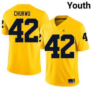 Maize University of Michigan #42 Jeffrey Chukwu Youth Official College Football Jersey 318471-220