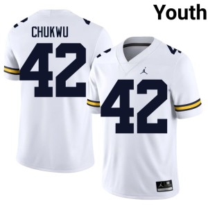 White Youth UMich Game #42 Jeffrey Chukwu College Football Jerseys 176207-800
