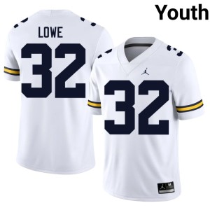White Youth Jeremiah Lowe #32 College Football Michigan University Jerseys 854834-115