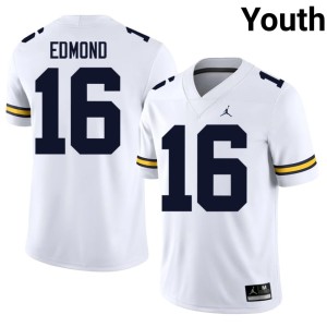 White Michigan Youth #16 Jo'Ziah Edmond College Football NCAA Jerseys 848083-742