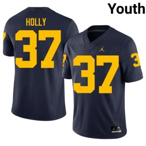 Navy #37 University of Michigan NCAA College Football Youth Julius Holly Jersey 171910-217