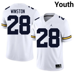White Kainoa Winston Youth College Football University of Michigan Game #28 Jersey 509962-835