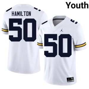 White Official Youth #50 Luke Hamilton College Football U of M Jerseys 312892-544