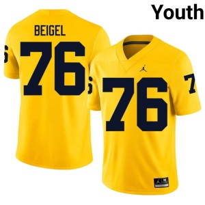 Maize Youth Manuel Beigel Embroidery Michigan Wolverines #76 College Football Jersey 807728-374