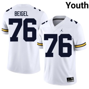 White Youth #76 2026 Manuel Beigel Wolverines College Football Jerseys 255727-501